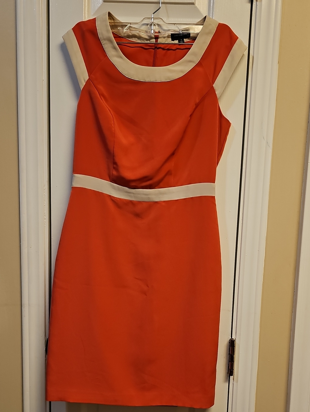 The Limited Orange Sheath Dress with Cream Accents